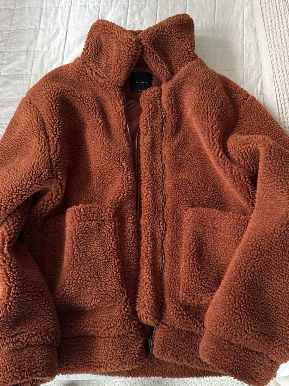Elodie Rust Teddy Sherpa Zip Jacket